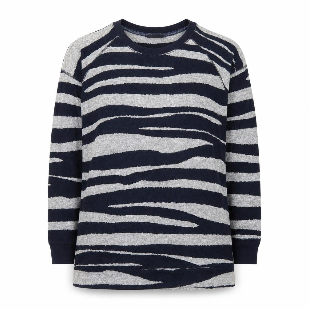 Marks & Spencer Womens Grey Animal Print Long Sleeve T-Shirt UK 12