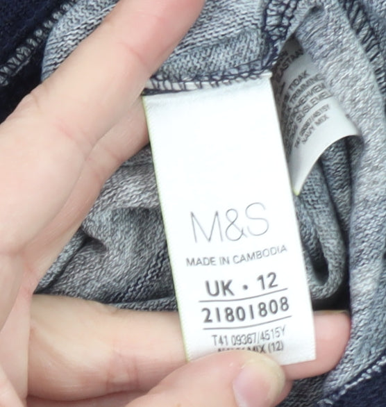 Marks and Spencer Womens Grey Animal Print Long Sleeve T-Shirt UK 12