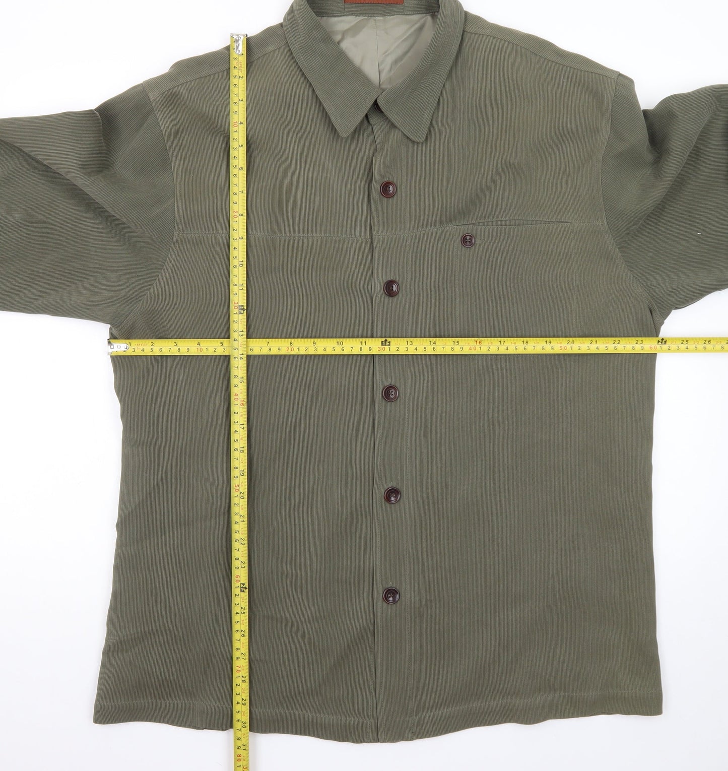 Tommy Bahama Men's Khaki Green XL Silk Wool Button-Up Shirt