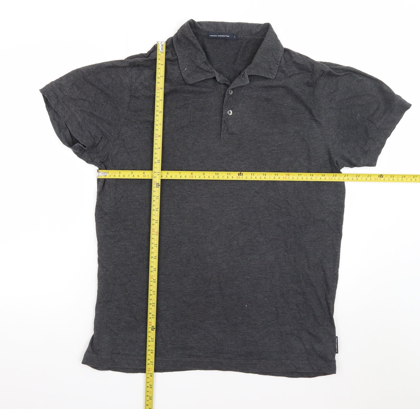 French Connection Men's Grey Cotton Polo Shirt Size L