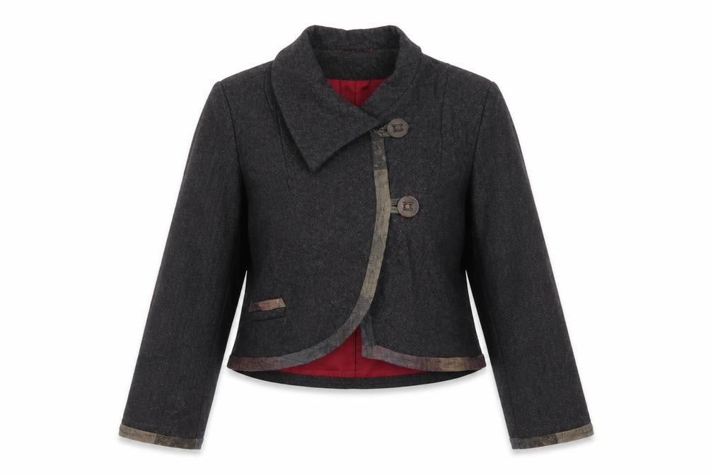Imprevu Design Women's Brown Herringbone Blazer Jacket Size 12