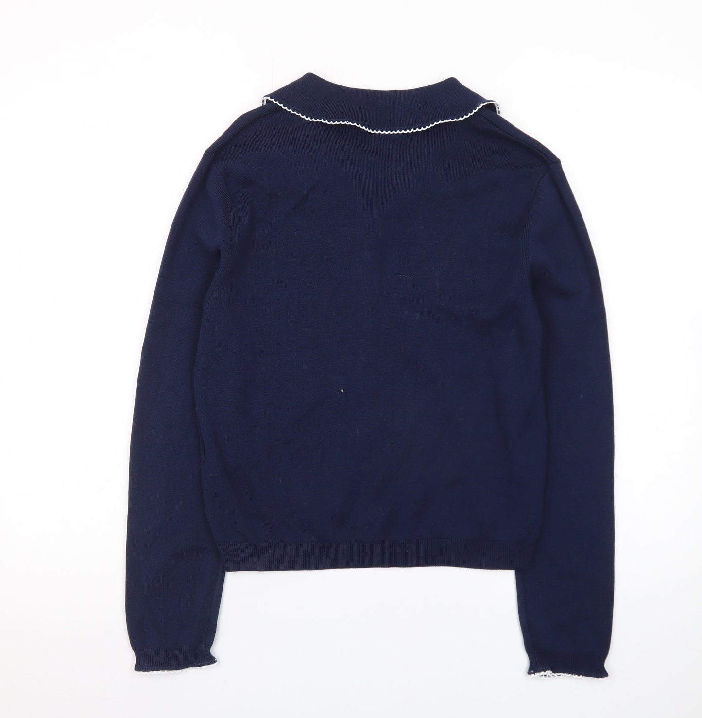 ZARA Women's Blue Collared Button Knit Cardigan Size S