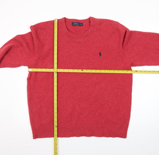Ralph Lauren Men's Red Wool Crew Neck Pullover Jumper XL