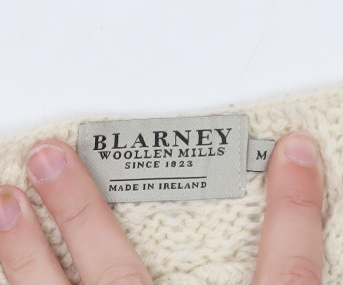 Blarney Woollen Mills Ivory Baby Aran Knit Wool Cardigan 6-9 Months