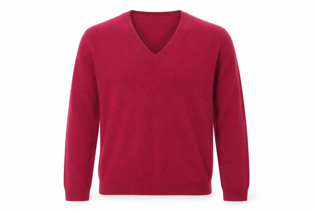 Coercion Men's Red Wool V-Neck Jumper Size M Long Sleeve