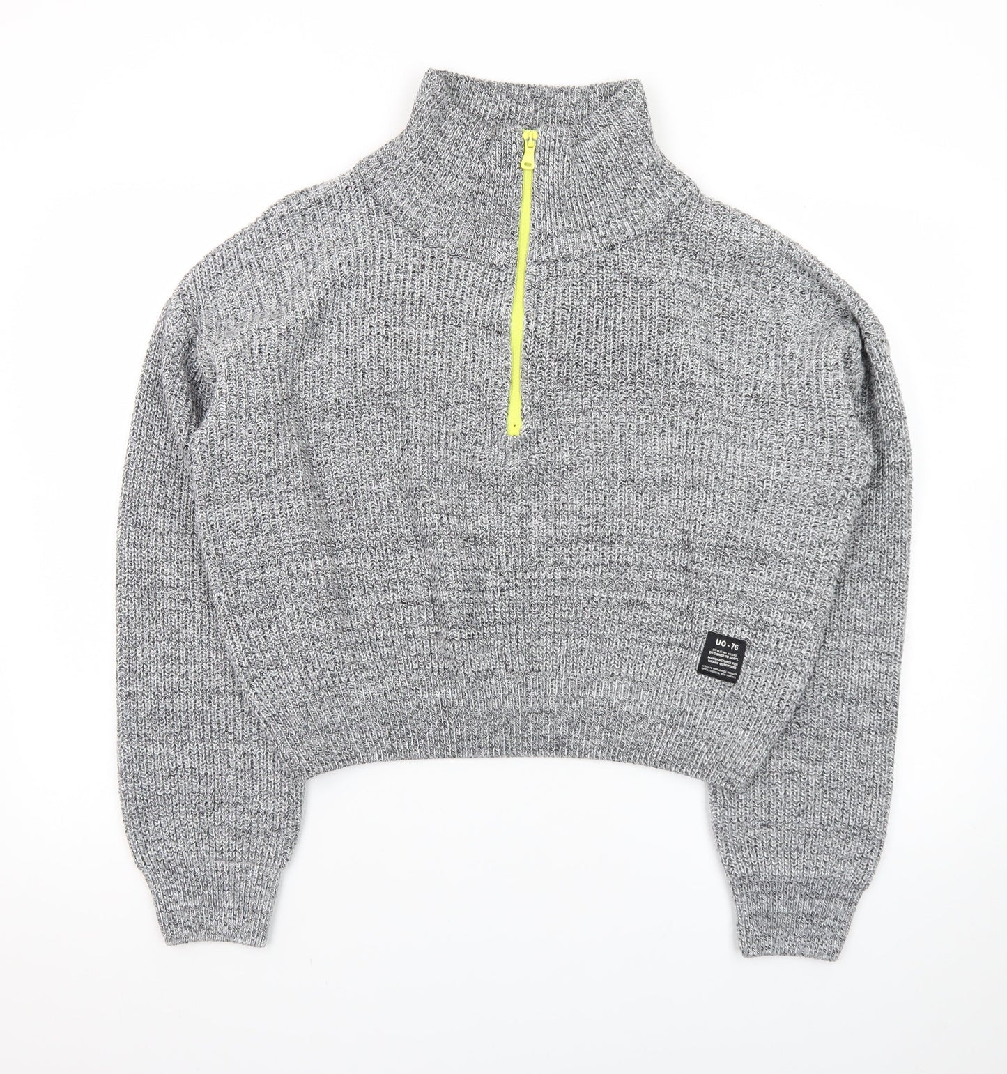 Urban Outfitters Men’s Grey 1/2 Zip High Neck Chunky Knit Jumper M