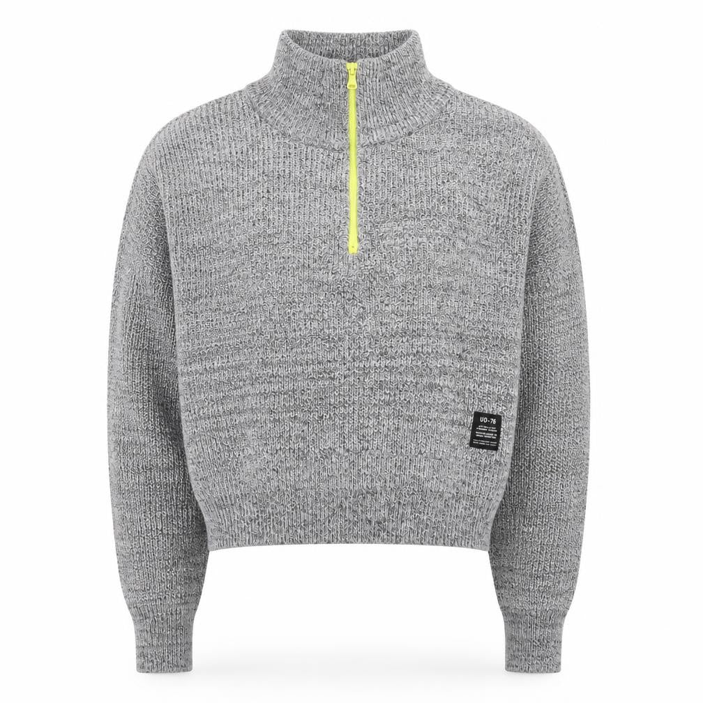 Urban Outfitters Men’s Grey 1/2 Zip High Neck Chunky Knit Jumper M