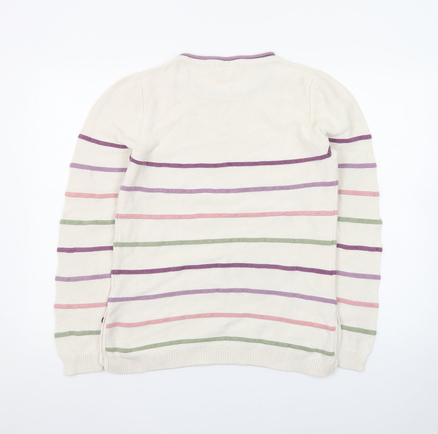 ISLE Women’s Cream Multicoloured Striped Pullover Jumper Size S 10-12