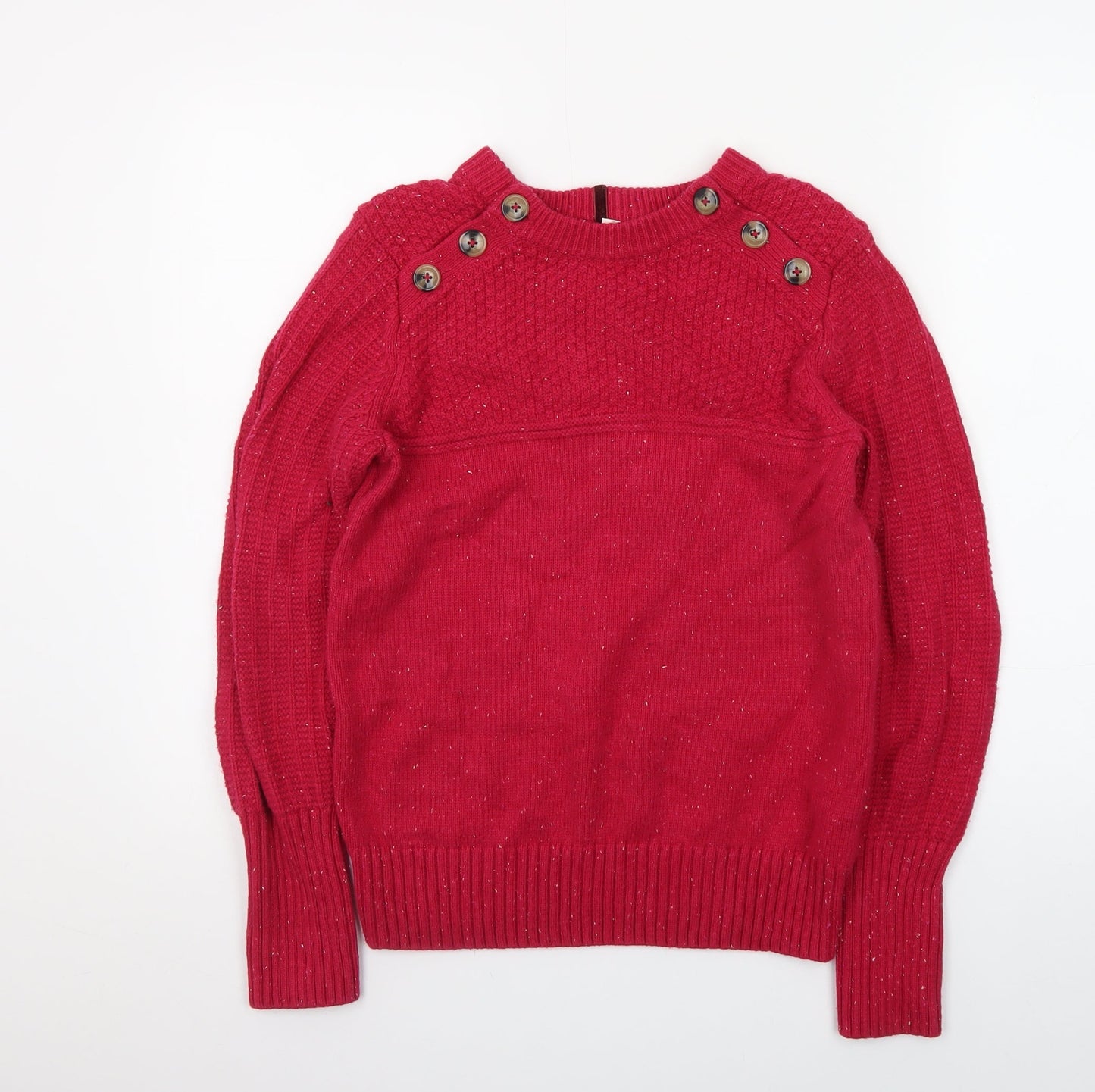 Marks and Spencer Women Red Cable-Knit Jumper Size 10