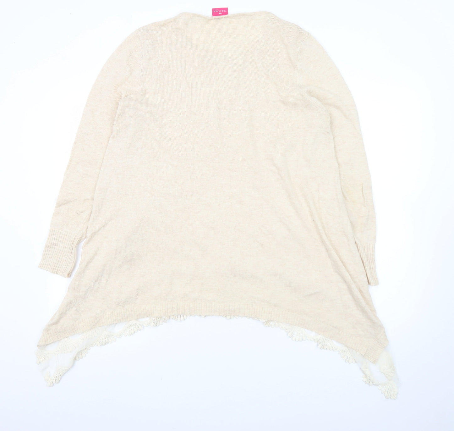 Together Women's Beige Lace Hem Long Sleeve Pullover Jumper Size 16