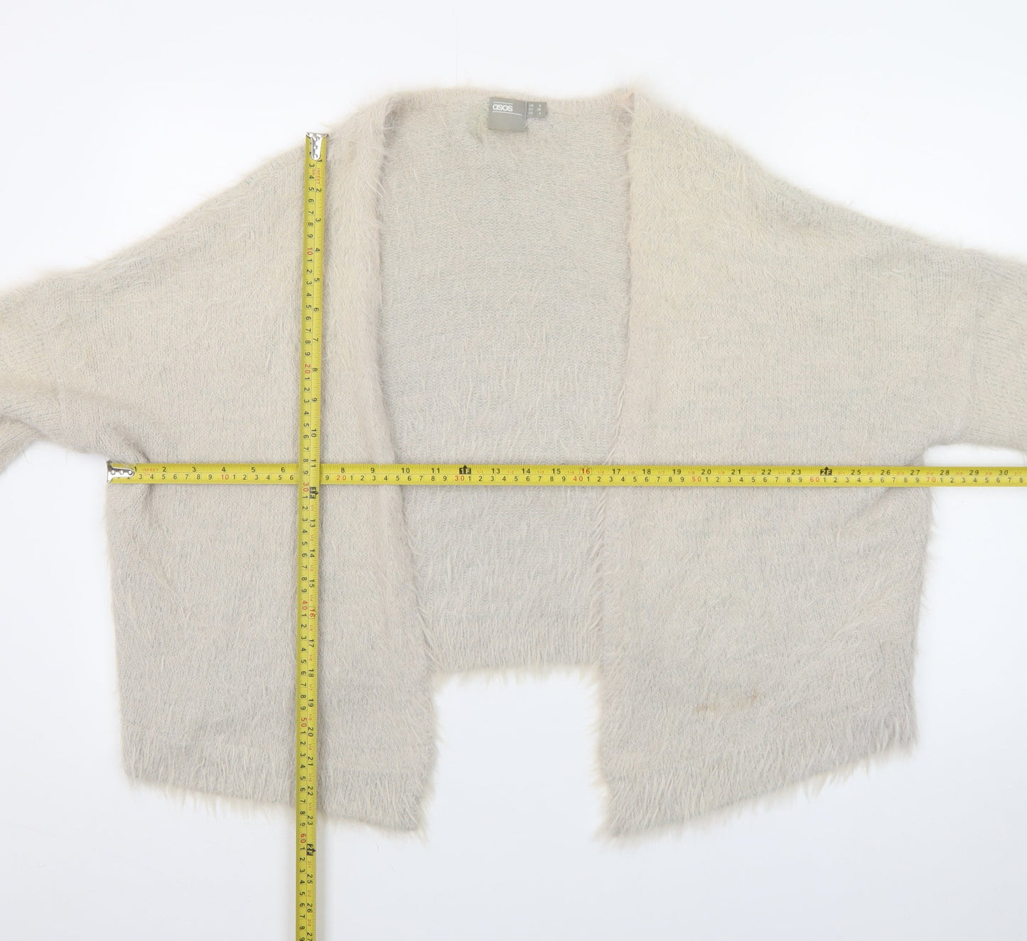 ASOS Women Beige Fluffy Knit Shrug Cardigan Size 8