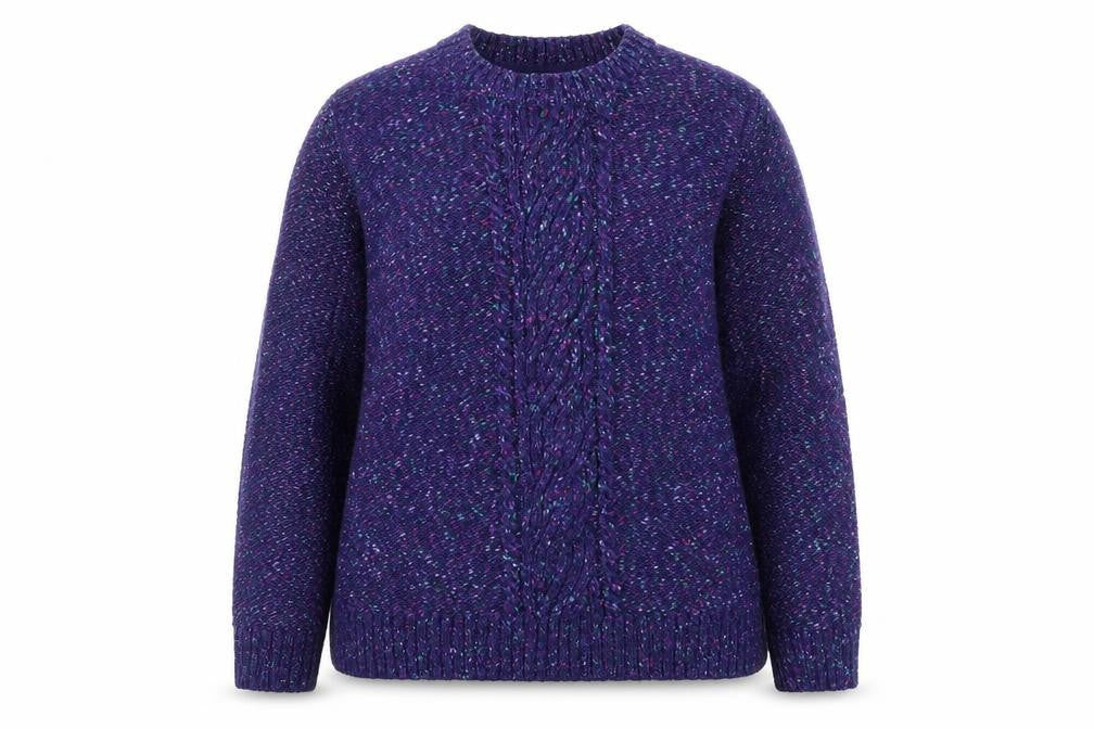 ISLE Women's Purple Cable-Knit Crew Neck Jumper Size 18-20