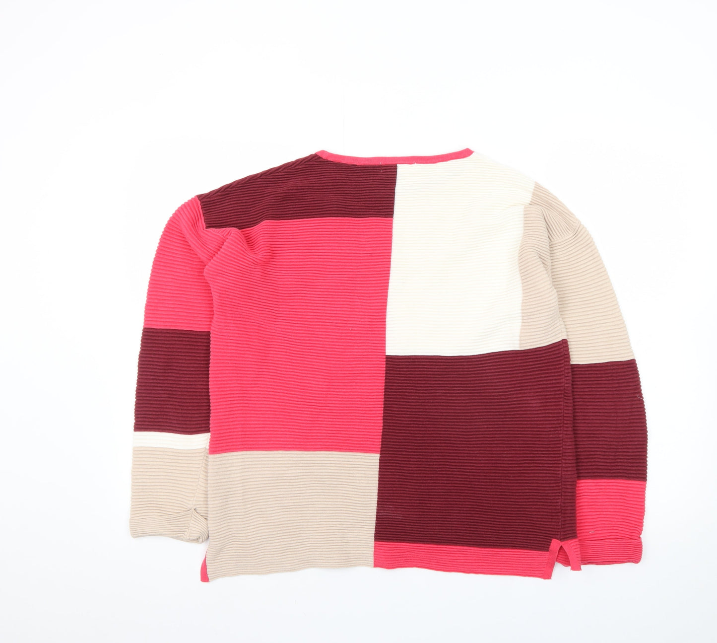 White Stuff Women's Colour Block Jumper Size 14 Beige Red Knit