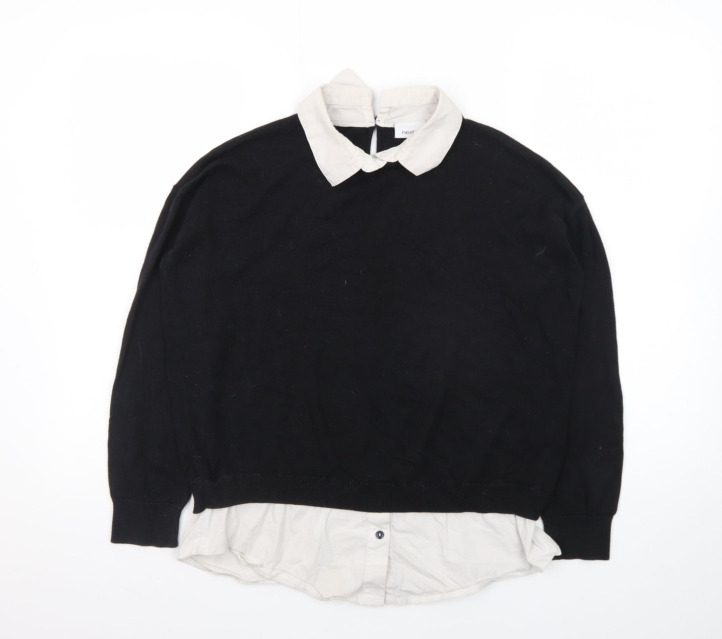 Next Women Black Collared Knit Pullover Jumper Size 12