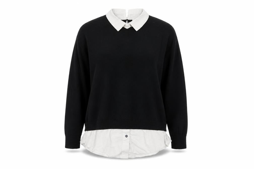 Next Women Black Collared Knit Pullover Jumper Size 12