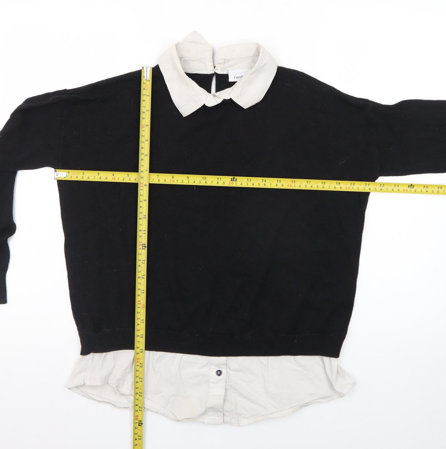 Next Women Black Collared Knit Pullover Jumper Size 12