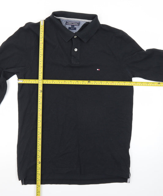 Tommy Hilfiger Men's Black Slim Fit Long Sleeve Polo Shirt Size L