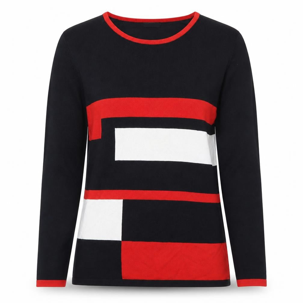 Happy D. by Damart Women’s Multicoloured Geometric Pullover Jumper Size S