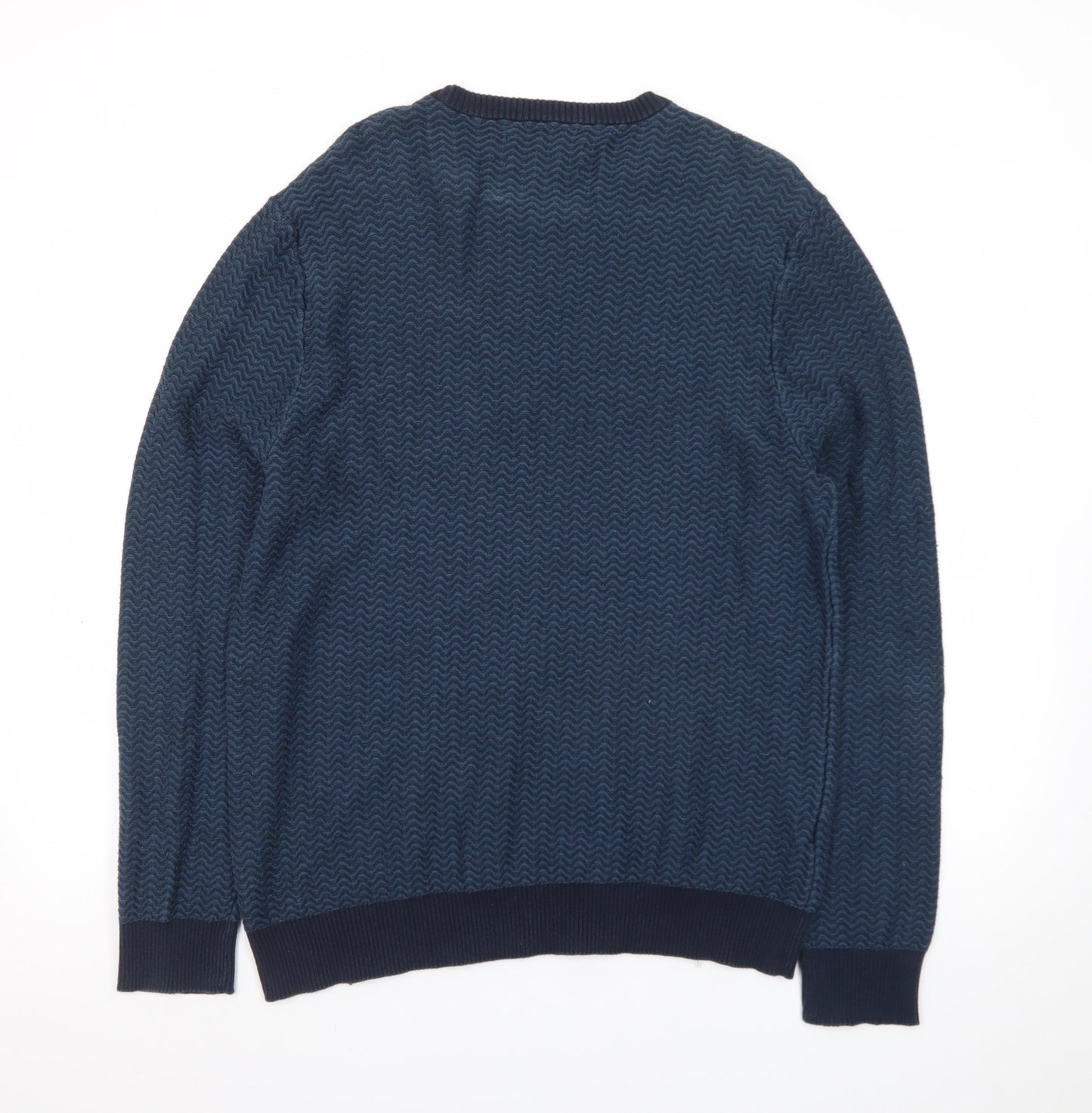 Original Penguin Men's Blue Cotton Crew Neck Pullover Jumper Size L