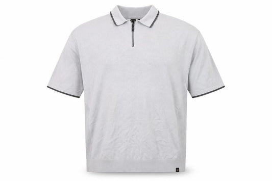 Next Men's Grey 2XL Quarter Zip Polo Shirt Cotton Casual Top