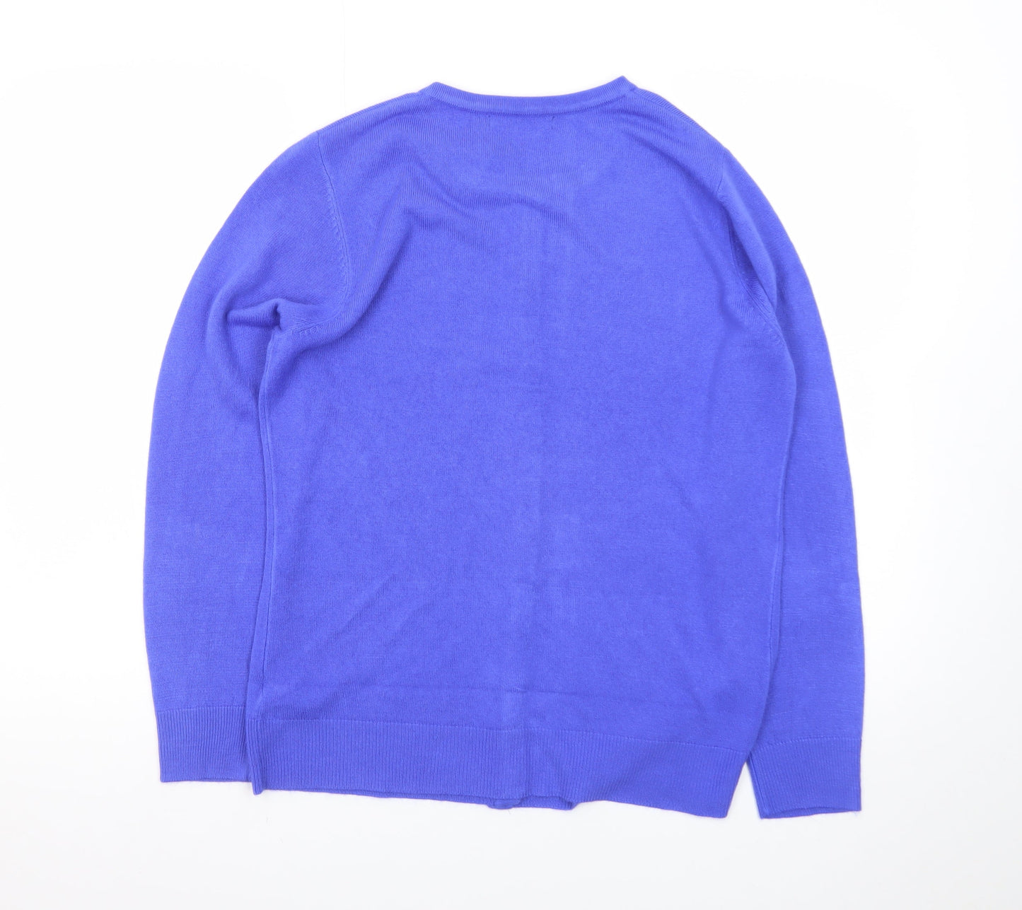 Bonmarché Women's Blue Size 12 Crew Neck Cardigan Jumper