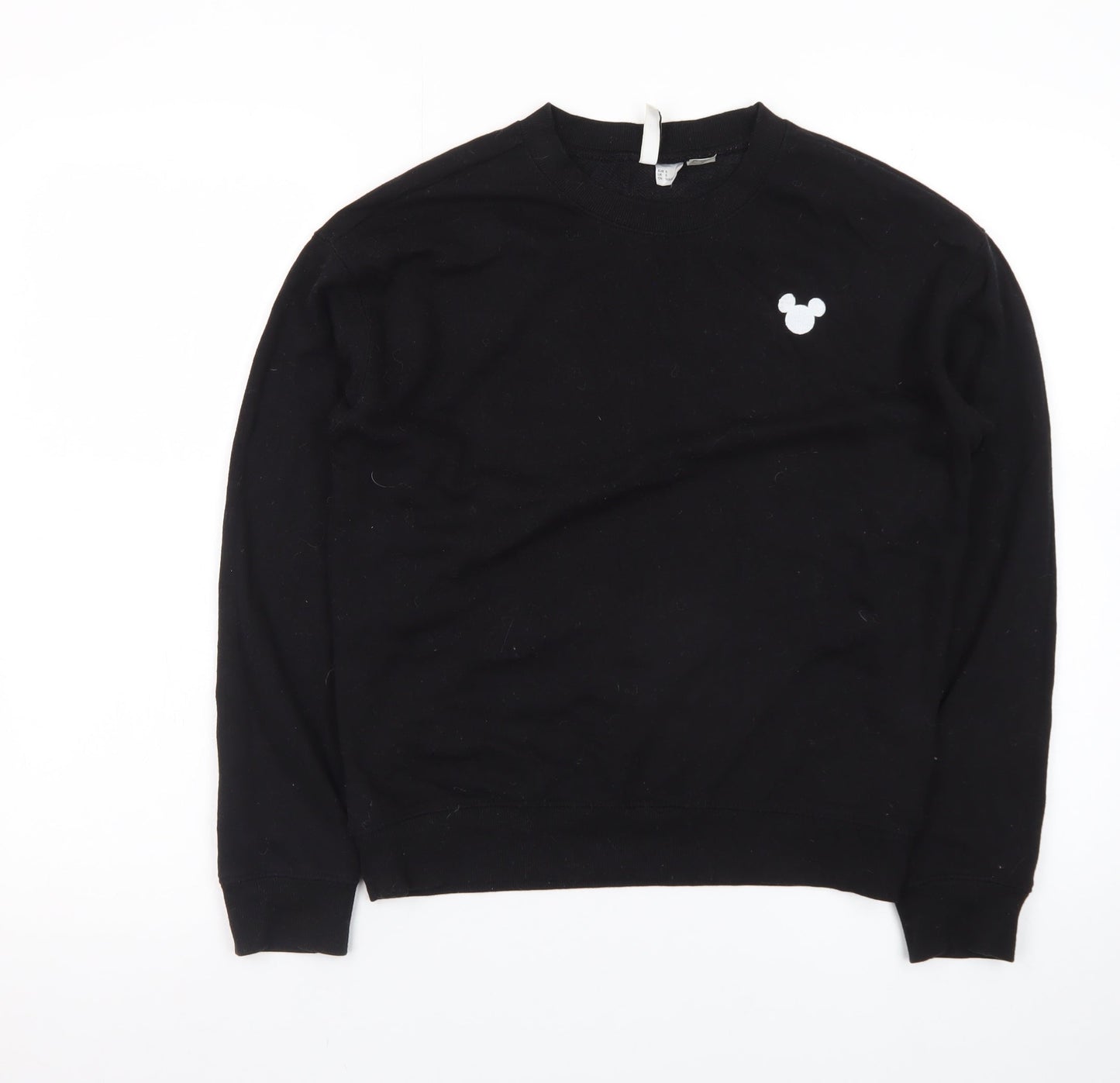 H&M Divided Women Black Small Pullover Sweatshirt Mickey Logo