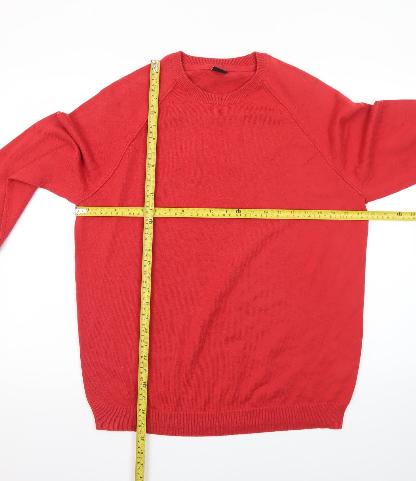 Cotton Traders Men's Red Crew Neck Cotton Jumper Size L