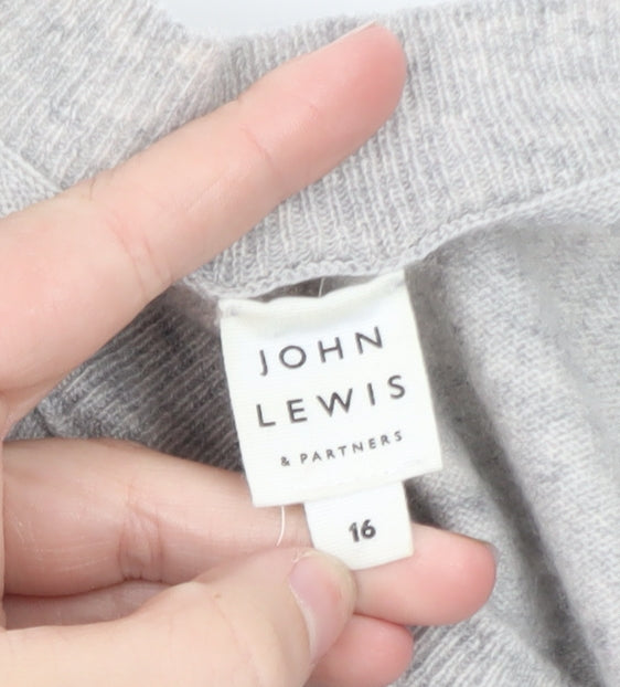John Lewis Women's Grey Cashmere Pullover Jumper Size 16