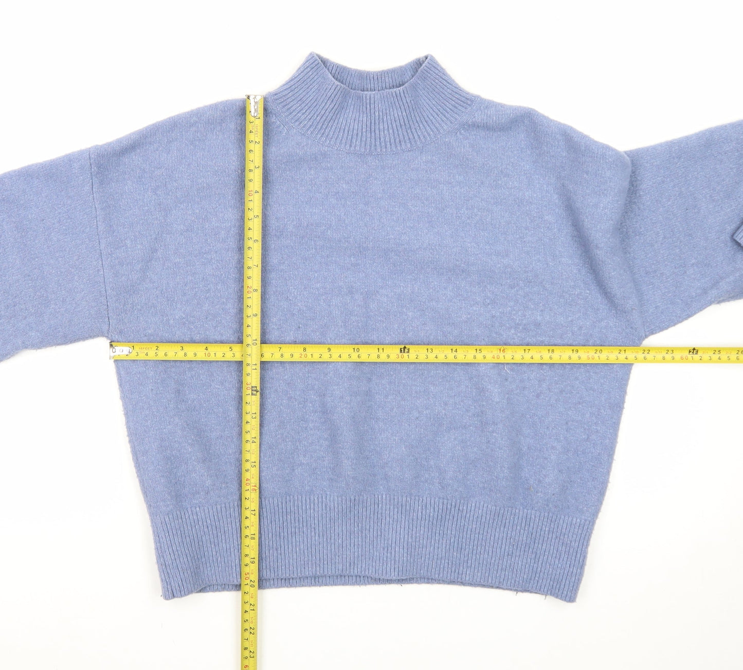 & Other Stories Women Blue Mock Neck Wool Blend Pullover Jumper Size 8