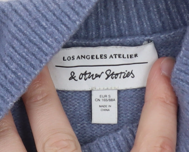 & Other Stories Women Blue Mock Neck Wool Blend Pullover Jumper Size 8
