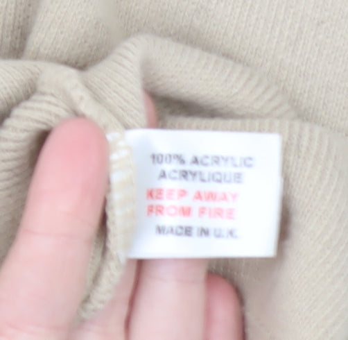 Nasty Gal Women’s Beige Boat Neck Relaxed Knit Pullover Jumper Size L