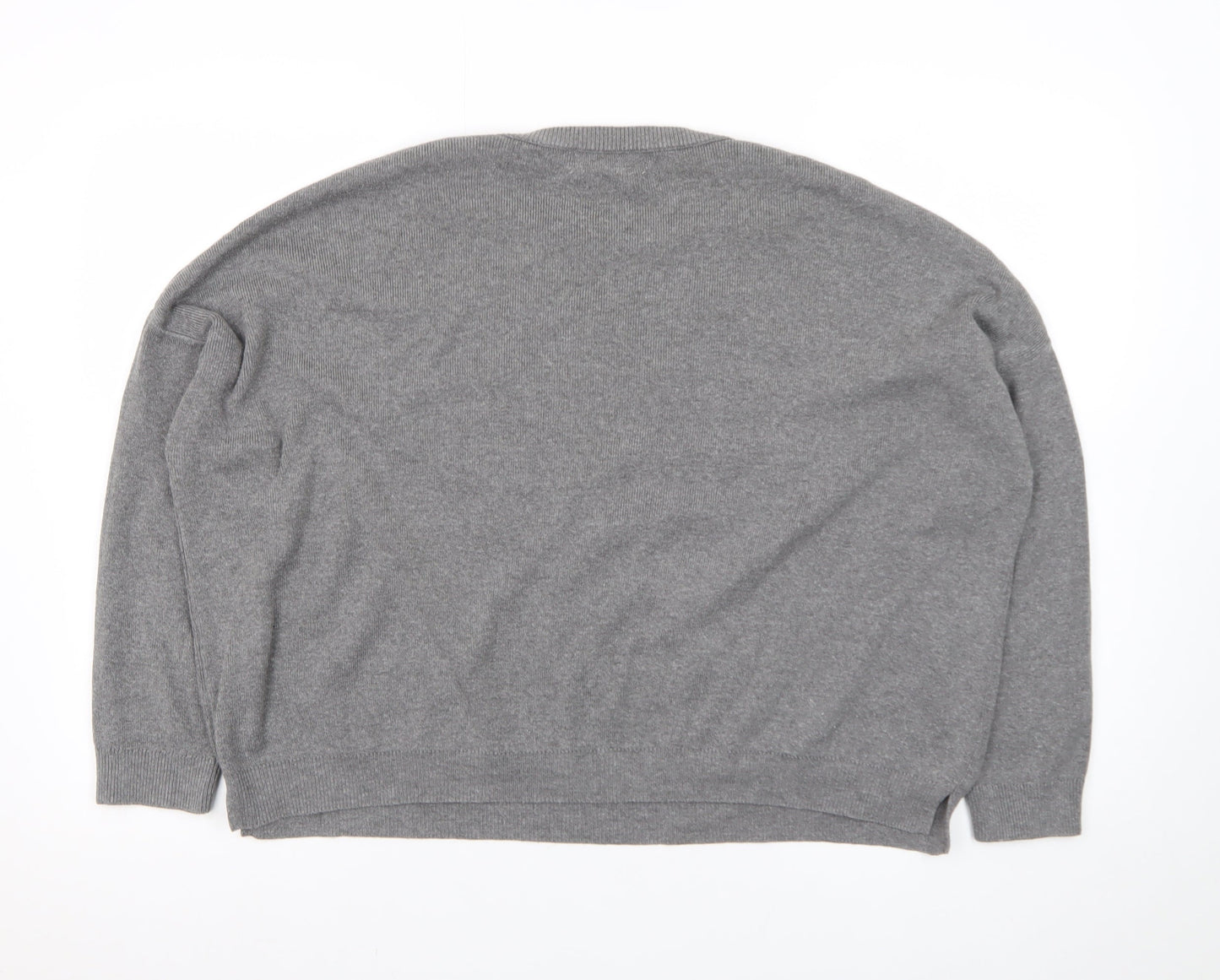 Stradivarius Womens Grey Beaded Knit Pullover Jumper XS