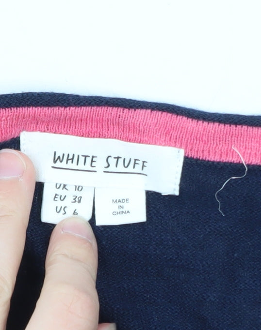 White Stuff Women's Blue Cotton V-Neck Cardigan Size 10