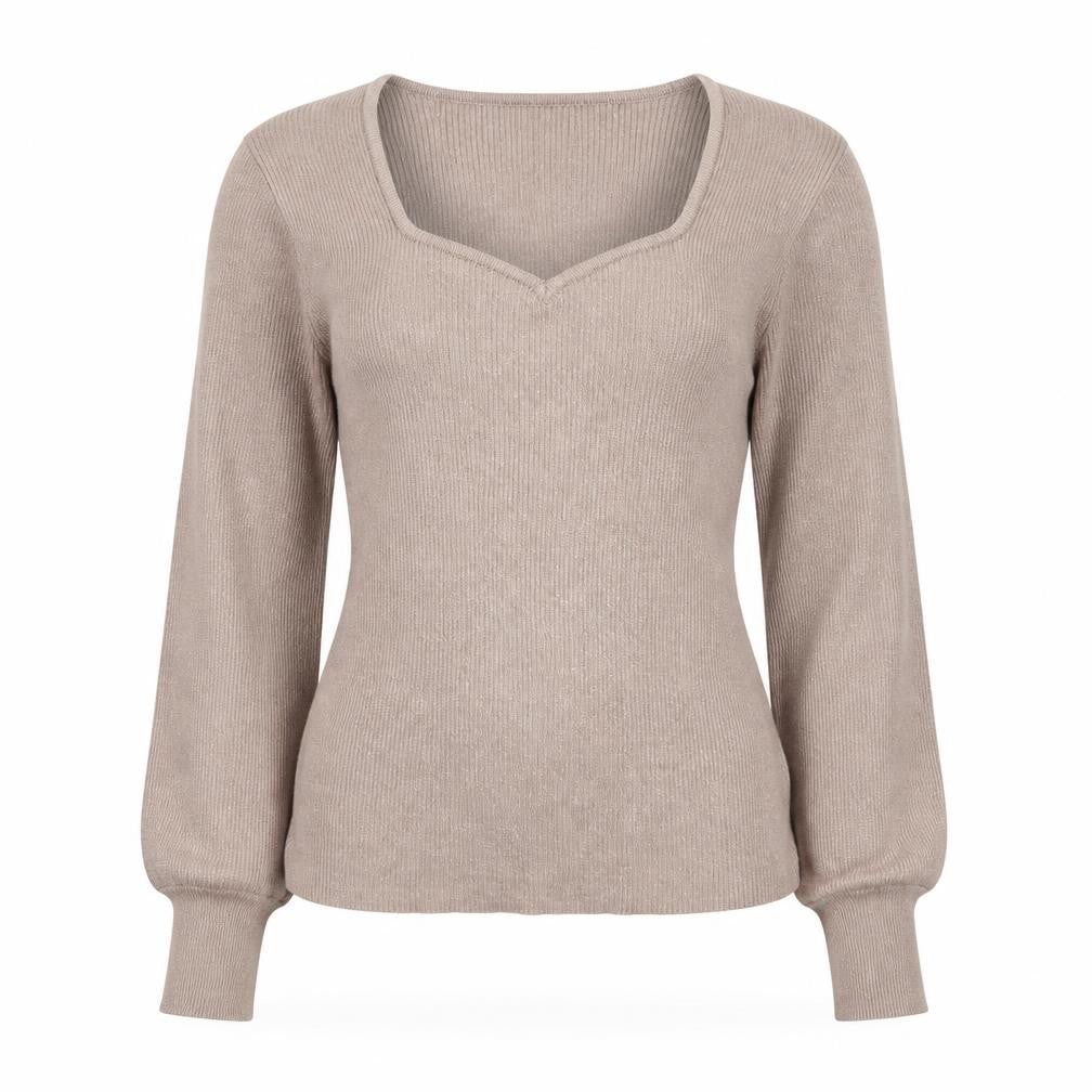 Marled Womens Beige V-Neck Knit Pullover Jumper Size M