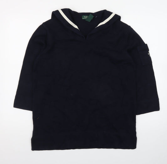 Lauren Ralph Lauren Women's Navy Cotton Pullover Sweatshirt S