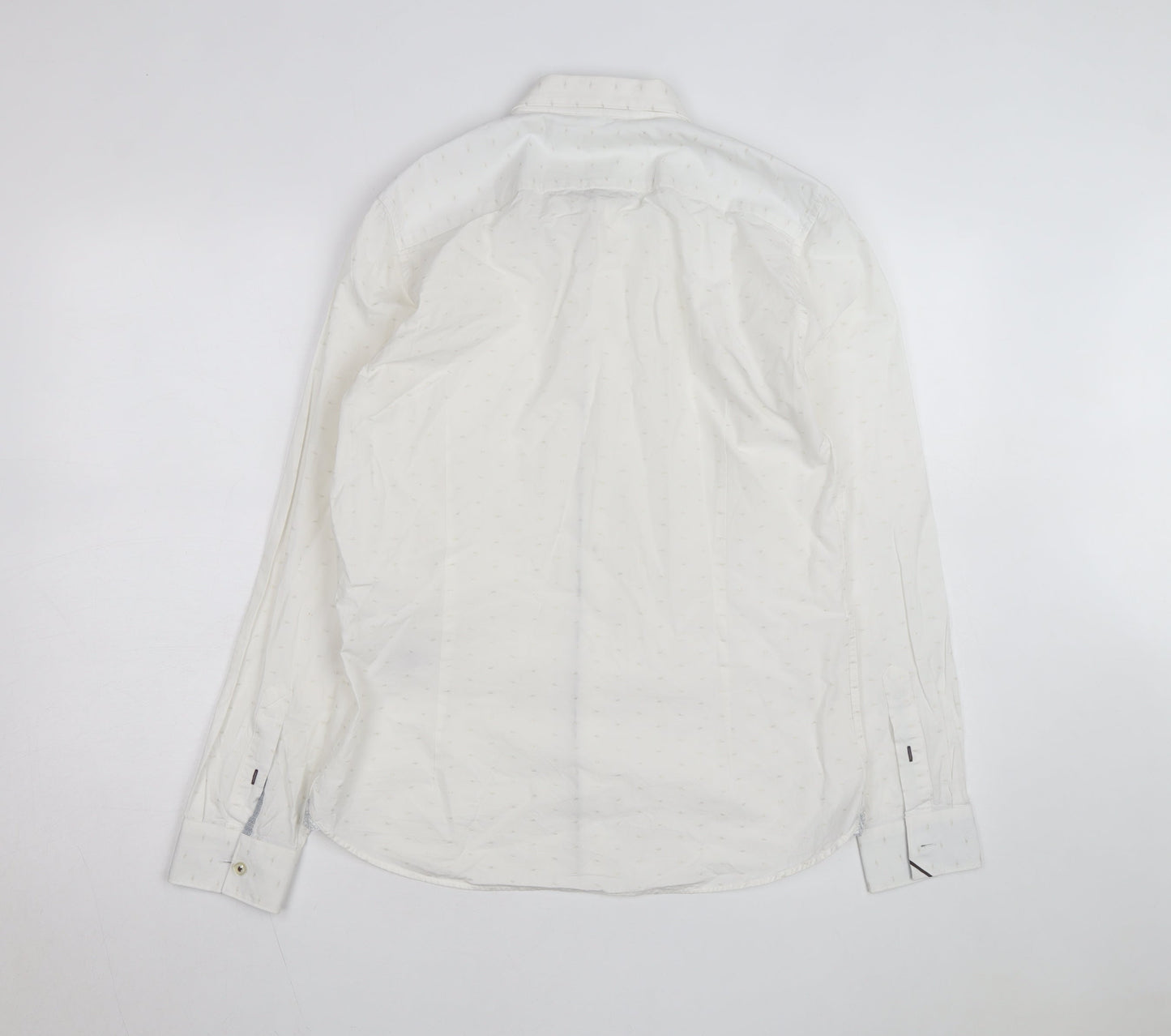 Ted Baker Men's White 15.5in Classic Long Sleeve Button-Up Shirt