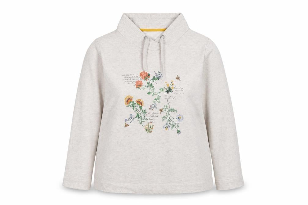 Bonmarché Women Beige Floral Print Pullover Hoodie Size 16