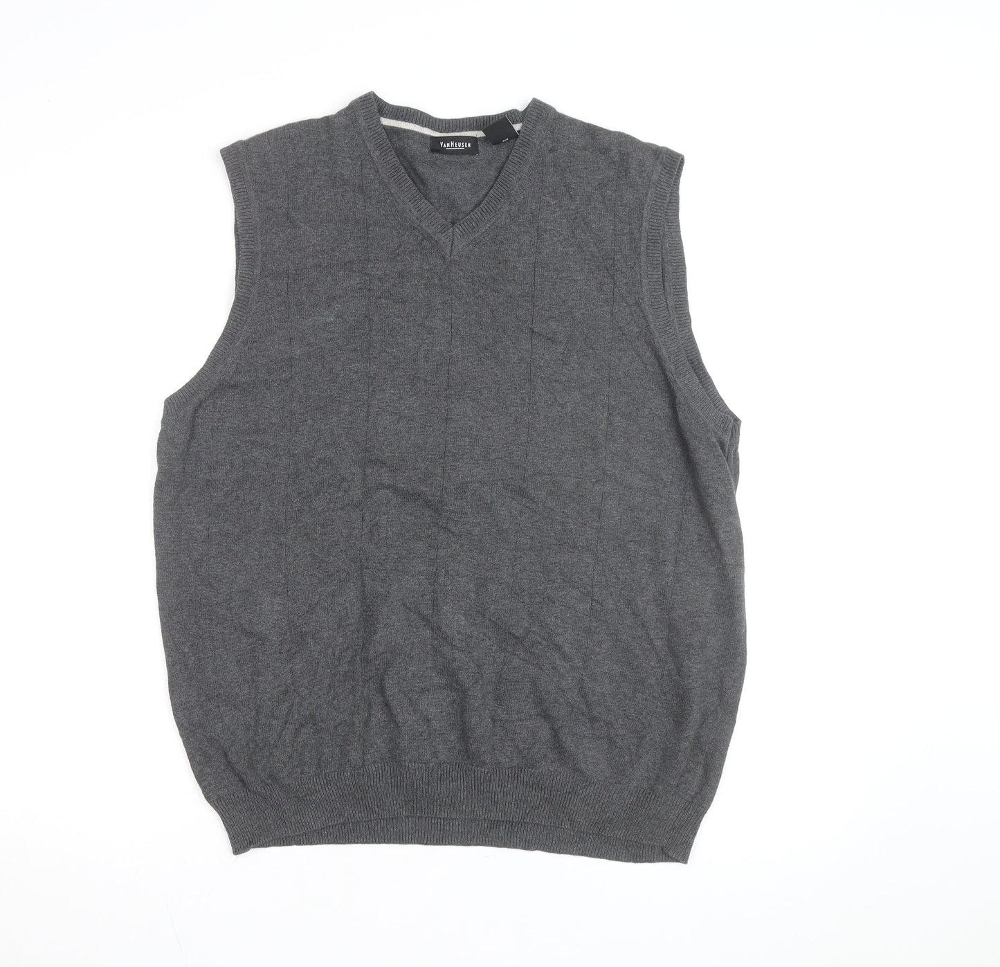 Van Heusen Men's Grey Cotton V-Neck Sleeveless Vest L