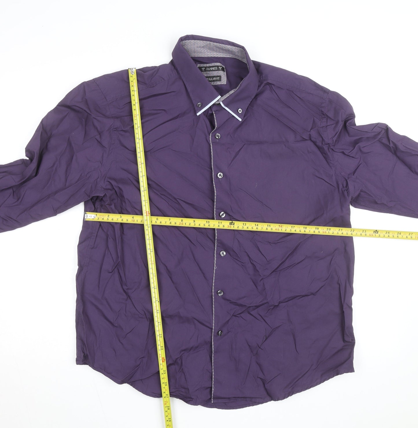 Dunnes Men's Purple Regular Fit Long Sleeve Button-Up Shirt XL