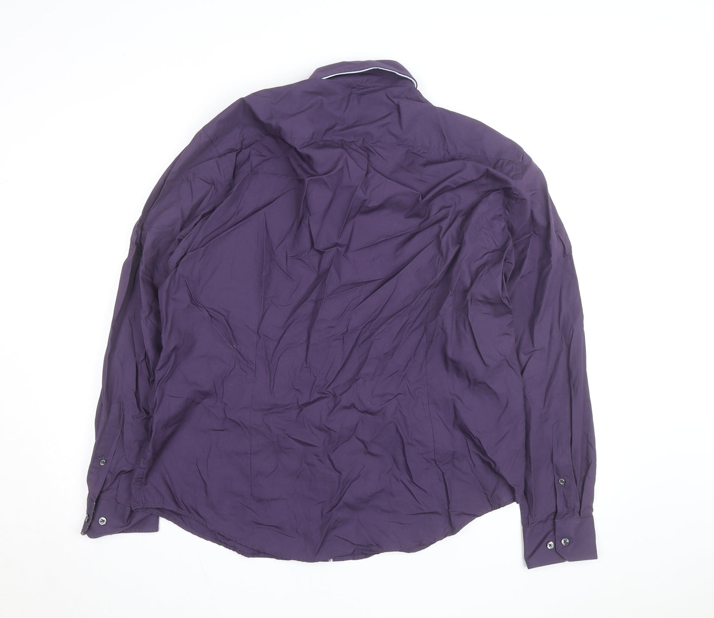 Dunnes Men's Purple Regular Fit Long Sleeve Button-Up Shirt XL