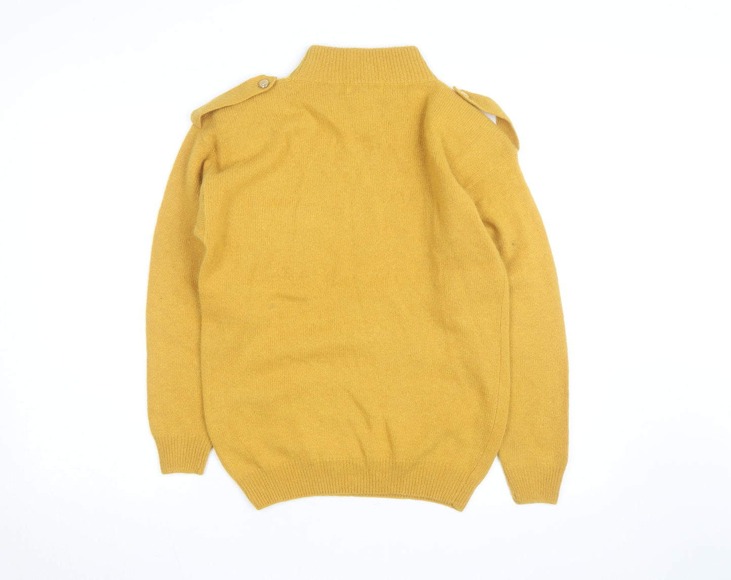 Destiny Mens Yellow Wool Angora Mock Neck Cable Pullover S