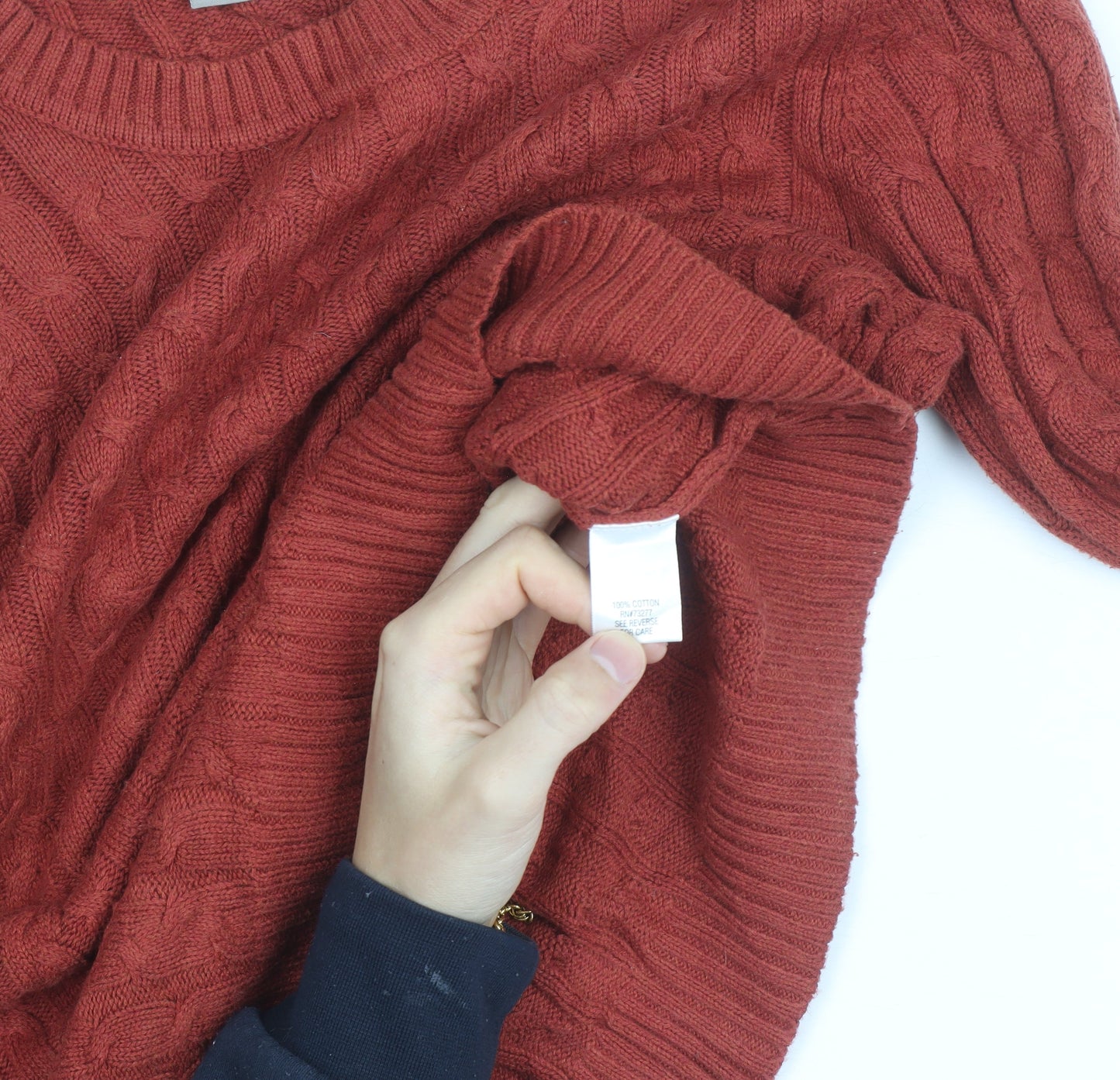 Croft & Barrow Men's Red Cable-Knit Cotton Jumper M