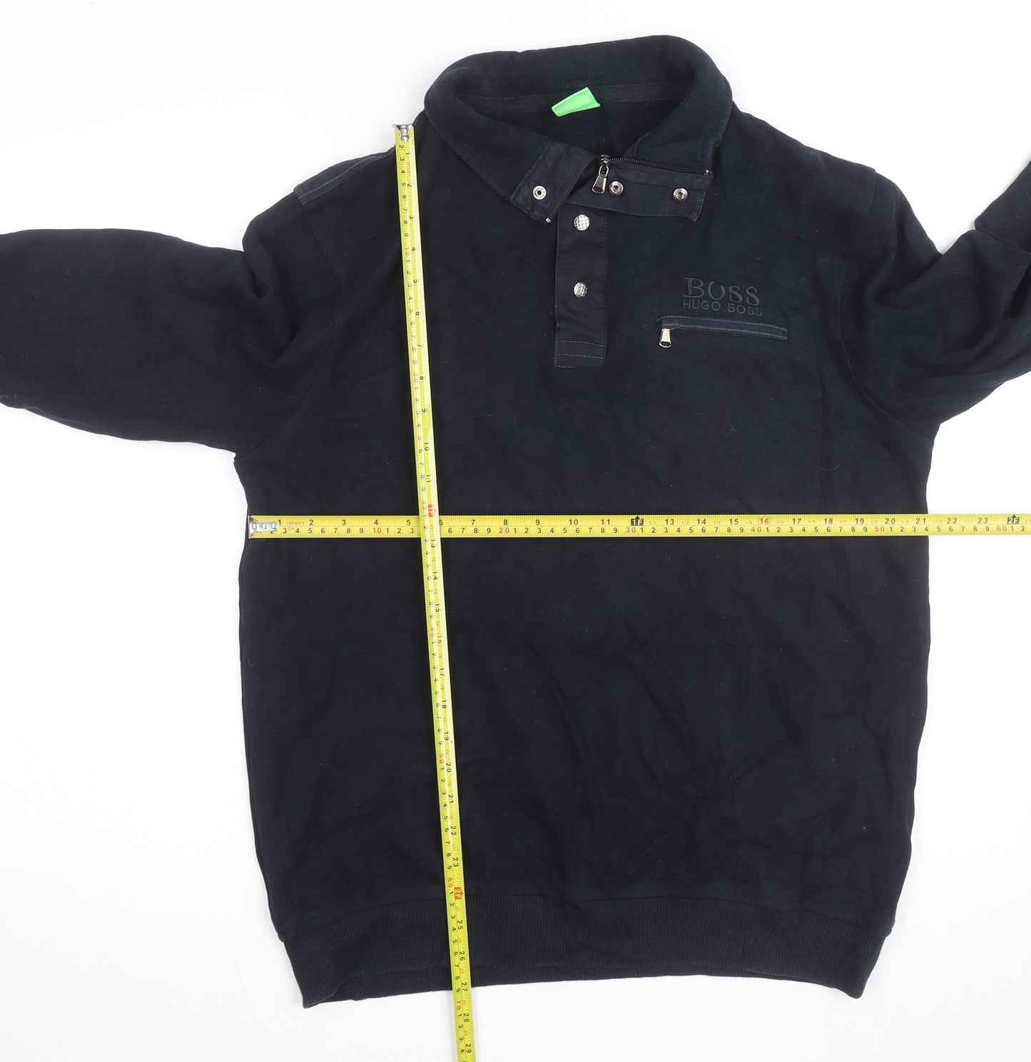 Hugo Boss Mens Navy Blue 2XL Collared 1/4 Zip Cotton Jumper