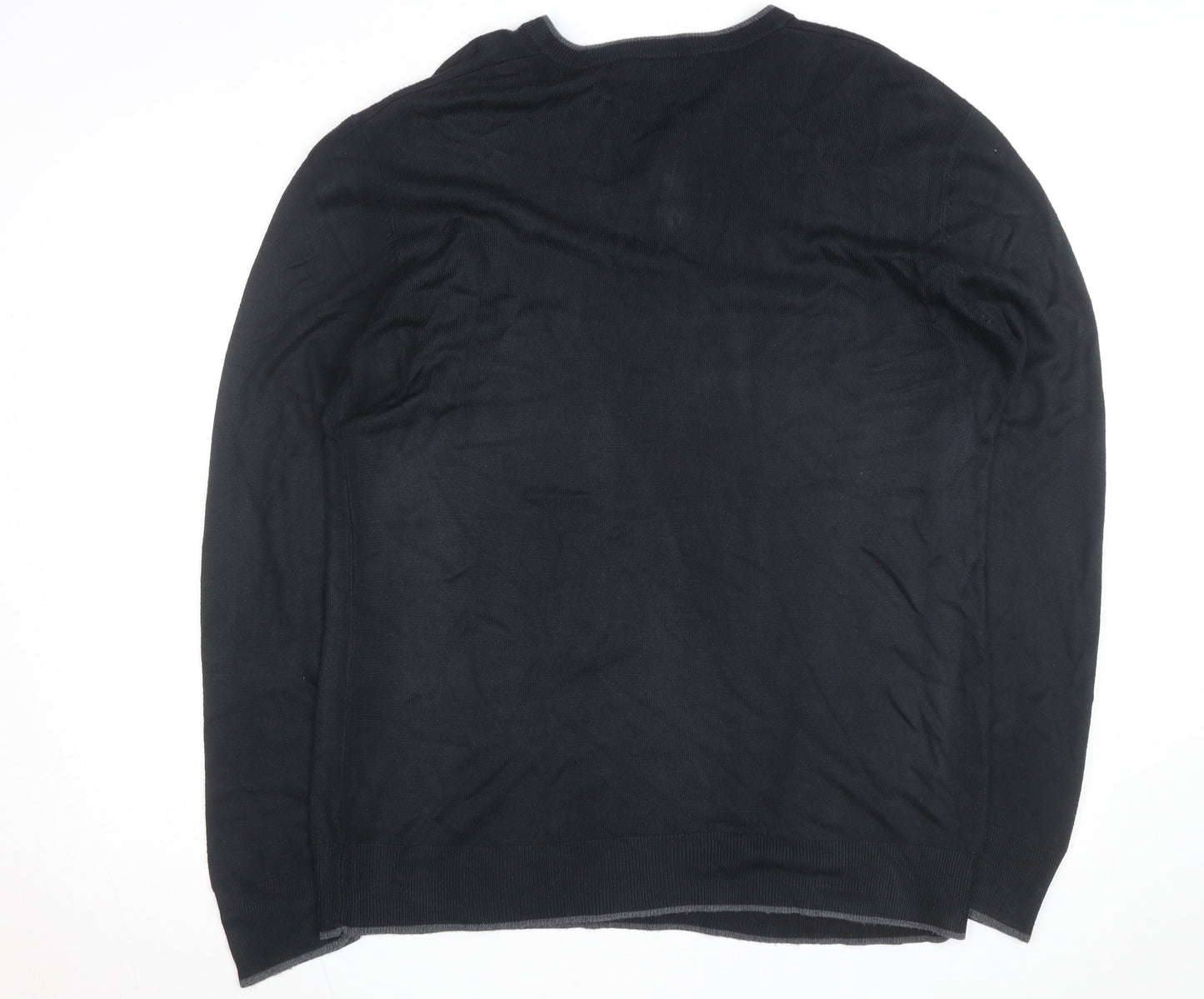 Thomas Nash Men's Black XL Henley Knit Jumper Cotton Blend