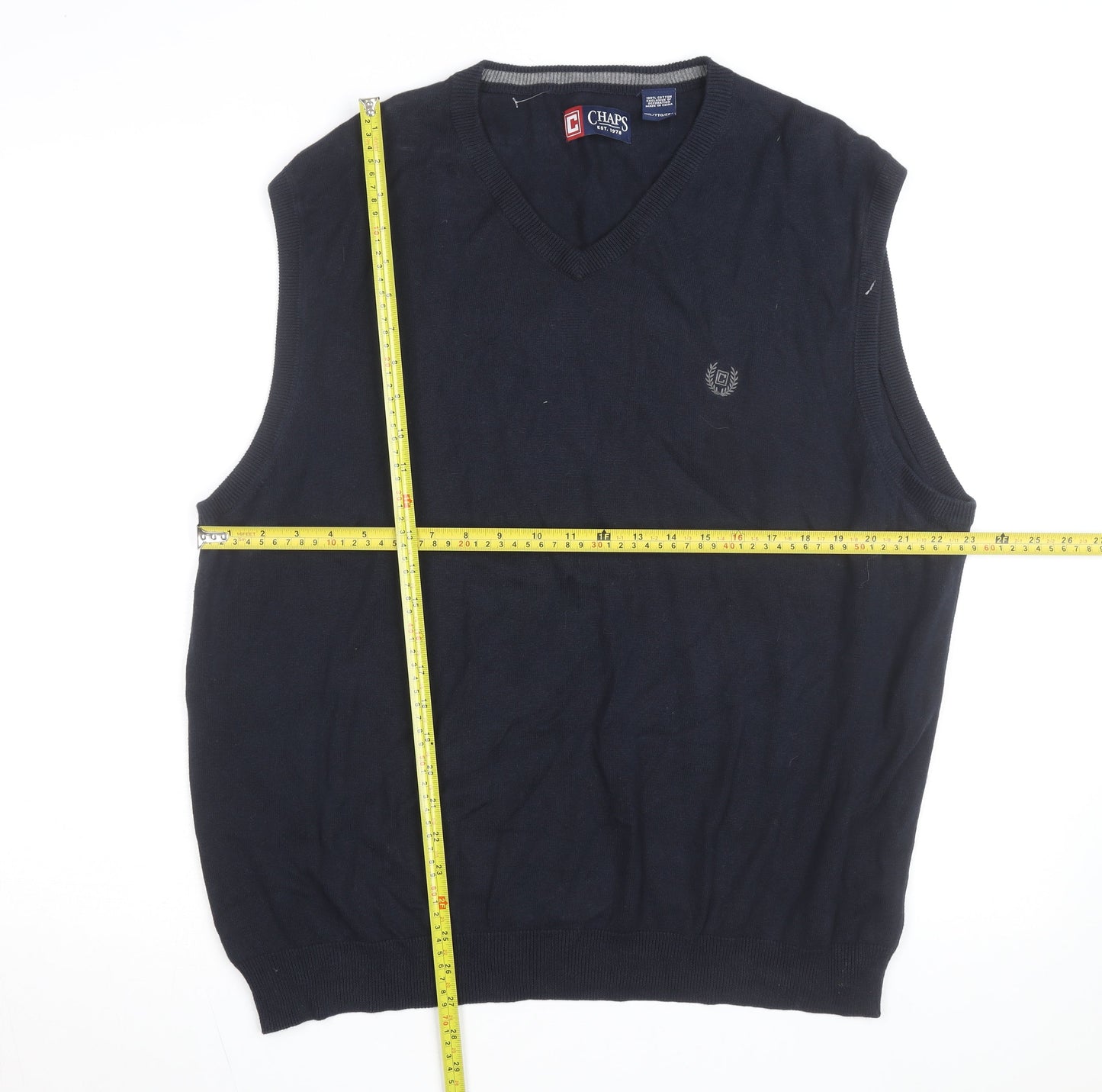 Chaps Men's Blue 2XL Cotton V-Neck Sleeveless Knit Vest