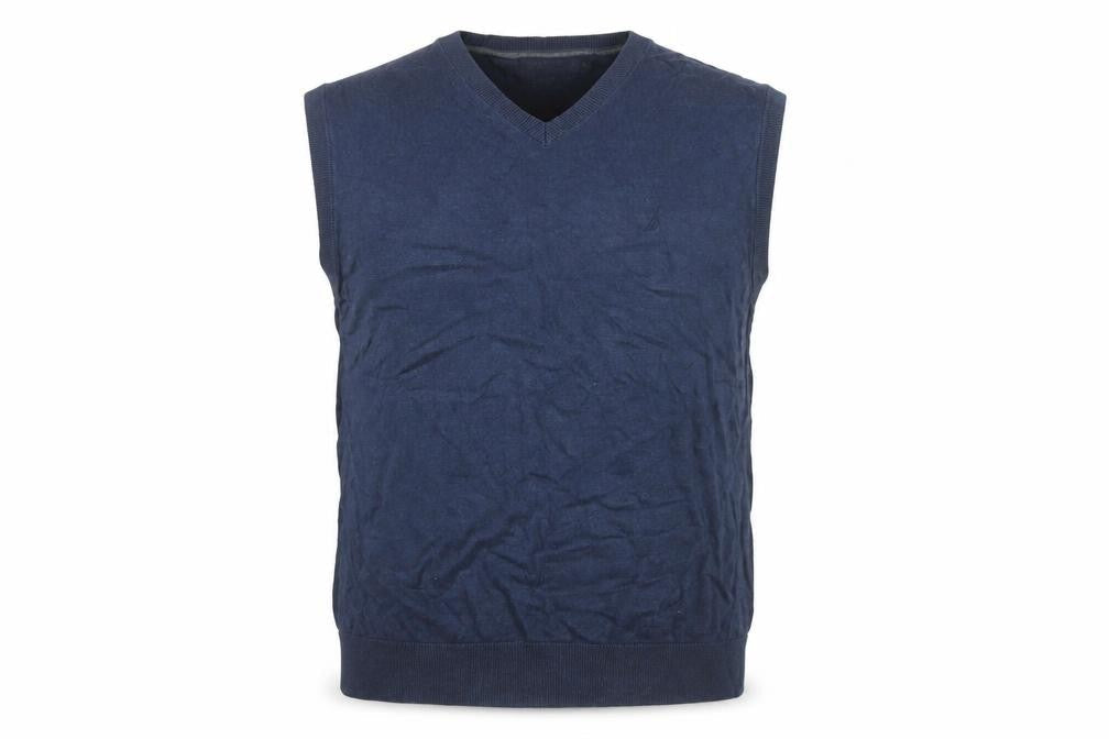 Nautica Men's Blue Cotton V-Neck Sleeveless Vest Jumper XL
