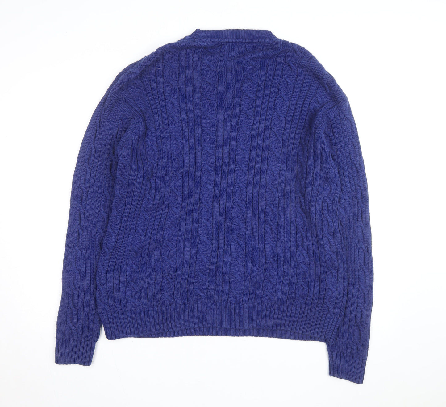 Dockers Men's Blue Cable-Knit Cotton Jumper XL Classic Fit