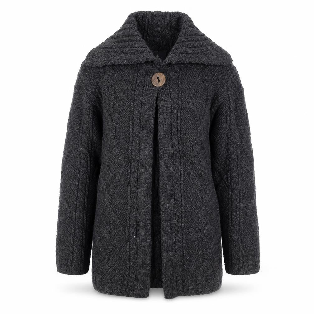 Aran Woollen Mills Men's Grey Wool Cable Knit Cardigan S