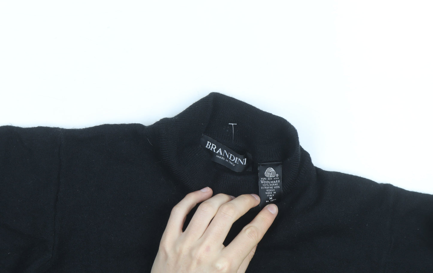 Brandini Women's Black Roll Neck Wool Jumper Size M