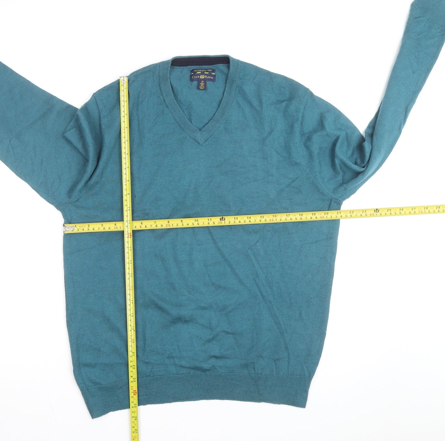 Club Room Men’s Blue V-Neck Pullover Jumper Size M Acrylic Knit
